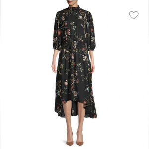 Nanette Lepore Black Asymmetrical Mock Neck Dress